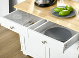 Kitchen Floor Cabinet Side Storage Cupboard Multi-use Sideboard Table with Solid Wood Top, T3398P329819