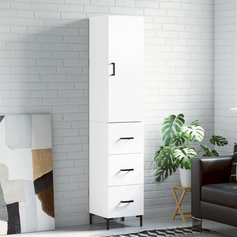 Highboard White 34.5x34x180 cm Engineered Wood 3198849