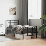 Metal Bed Frame without Mattress with Footboard Black 75x190cm 355569