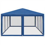 Party Tent with 10 Mesh Sidewalls Blue 6x4 m HDPE 4010067
