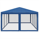 Party Tent with 10 Mesh Sidewalls Blue 6x4 m HDPE 4010067