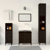 Bathroom Furniture Set Wall-mounted with Door 3 pcs Black Oak 3333089
