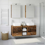 Bathroom Furniture Set 5 pcs Old Wood Engineered Wood and Glass 3406757
