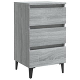 Bed Cabinet with Metal Legs Grey Sonoma 40x35x69 cm 813142