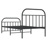 Metal Bed Frame without Mattress with Footboard Black 107x203cm 353649
