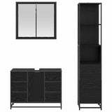 Bathroom Furniture Set 3 pcs Black Oak Engineered Wood 3402383