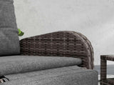 2 Seater Patio Rattan Chaise Lounge Sofa Set with Fabric Cushion, Grey and Brown T3398P325090