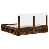 Bed Frame Smoked Oak 180 x 200 cm Solid Pine Wood 3412456