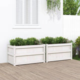 Garden Planters 2 pcs White Solid Wood Pine 837462