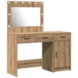 Dressing Table with Mirror Lights 2 pcs Brown Engineered wood 3334235