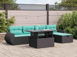 6 Piece Garden Sofa Set with Cushions Grey Poly Rattan Acacia 3327887