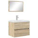 Bathroom Furniture Set with Drawer Sonoma Oak Engineered Wood 876034