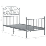 Bed Frame without Mattress Grey Metal 90x200 cm 324843