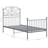 Bed Frame Grey Powder-coated metal Single Durable Bed Frame 324843