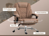 Massage Office Chair, Heated Reclining Computer Chair with Adjustable Height and Footrest, Brown T3398P377449