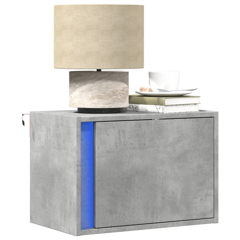 ZNTS Wall-mounted Bedside Cabinets with LED Lights 2 pcs Concrete Oak 852096