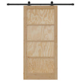 Sliding Door Natural and Black 93 x 202 cm Solid Pine Wood 3333346