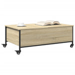 ZNTS Coffee Table with Wheels Sonoma Oak 91x55x34 cm Engineered Wood 842297