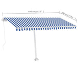 Freestanding Manual Retractable Awning 400x300 cm Blue/White 3069536