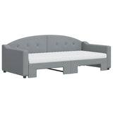 Daybed with Trundle and Mattresses Light Grey 90x190 cm Fabric 3197601