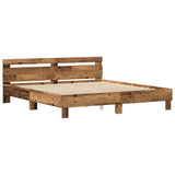 Bed Frame with Headboard Old wood 200 x 200 cm Engineered wood 3333933