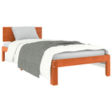 Bed Frame with Headboard Wax Brown 70 x 190 cm Solid Pine Wood 863953