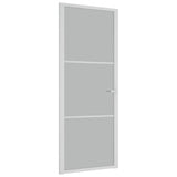 Interior Door 83x201.5 cm White Matt Glass and Aluminium 350577