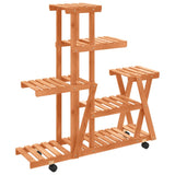 Flower Stand with Wheels 95x25x101 cm Solid Wood Fir 362882