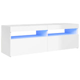 TV Cabinet with LED Lights High Gloss White 120x35x40 cm 804379