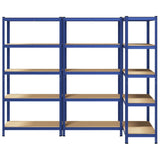 5-Layer Storage Shelves 3 pcs Blue Steel&Engineered Wood 3307606