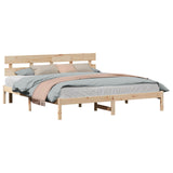 Bed Frame with Headboard Brown 200 x 200 cm Solid Pine wood 872149