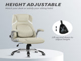 Linen-Look Office Chair, with Adjustable Height and Tension - Beige T3398P377461
