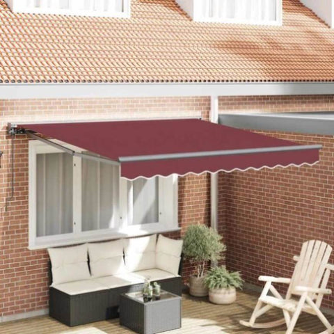Retractable Awning Manual Burgundy Red 300x250 cm Fabric 3329955