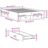 Bed Frame with Drawers without Mattress Concrete Grey 135x190 cm Double 3280408