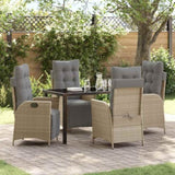 Garden Dining Set with Cushion 5 pcs Beige Poly Rattan 3380563