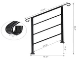 Handrails for Outdoor Steps, Wrought Iron Handrail Fits 1 or 3 Steps, Transitional Handrail with 44429222
