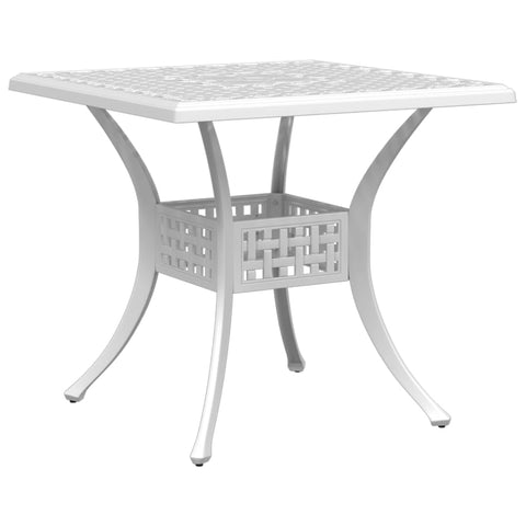 ZNTS Garden Table White 80x80x75 cm Cast Aluminium 4002813