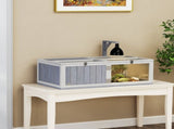 Wooden Tortoise House with Lamp Holder, Clear Windows, Openable Tops, Built-In Tray, Light Grey T3398P425330