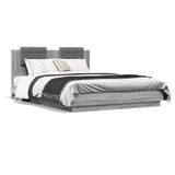 Bed Frame with LED without Mattress Grey Sonoma 150x200 cm King Size 3210008