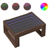 Coffee Table with Infinity LED Brown Oak 70x53x30 cm 847636