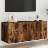 TV Wall Cabinet with LED Lights Smoked Oak 100x35x41 cm 837327