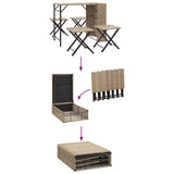 5 Piece Garden Dining Set Foldable Beige Poly Rattan 365947
