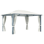 ZNTS Gazebo with Curtain&LED String Lights 4x3 m Cream Aluminium 3070335