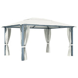 ZNTS Gazebo with Curtain&LED String Lights 4x3 m Cream Aluminium 3070335