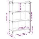 Bookcase 4-Tier Brown Oak 76x32x123 cm Engineered Wood 833939