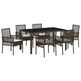 Garden Dining Set 7 pcs Brown Poly rattan 3334866
