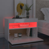 ZNTS Bedside Cabinet & LED Lights 2 pcs High Gloss White 60x35x40 cm 3082787