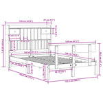 ZNTS Bookcase Bed without Mattress 120x190 cm Small Double Solid Wood Pine 3321822