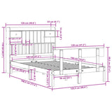 ZNTS Bookcase Bed without Mattress 120x190 cm Small Double Solid Wood Pine 3321822