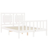 Bed Frame without Mattress White Double Solid Wood Pine 3192142